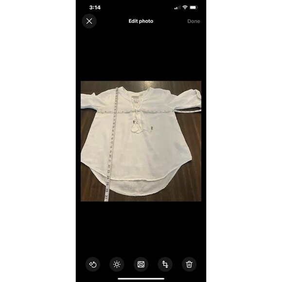 Anthropologie Maeve 100% Linen Marva White Lace Up Top Blouse Size 0 Oversized - Picture 8 of 8